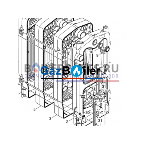 Секция средняя передняя G221 20–40 кВт Bosch/Buderus 8738125047