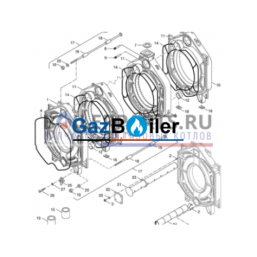 Секция средняя котла GE615 (подача) Bosch/Buderus 87185721870